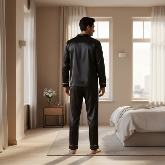 Liam – Heren Pyjama | Zijdezacht Comfort en Elegante Pasvorm-Basser-Basser