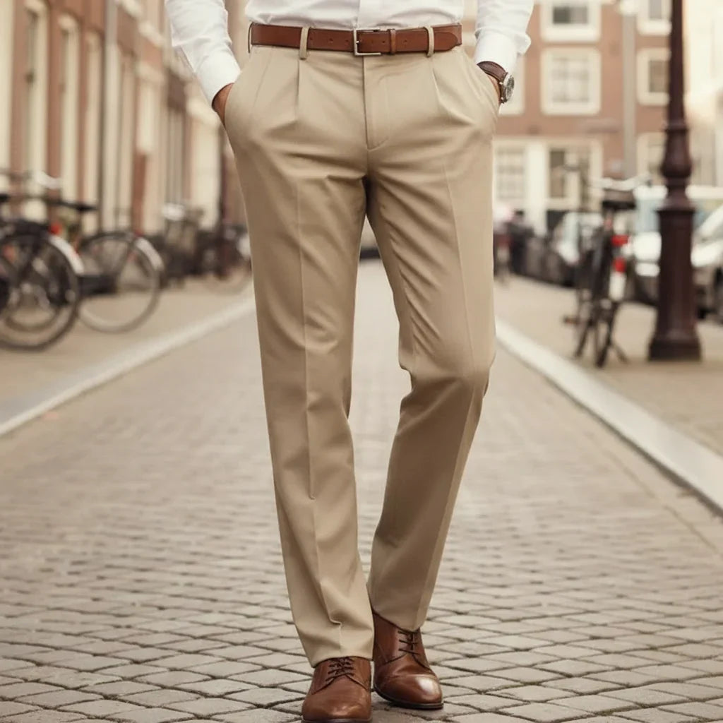 Marcus – Heren Pantalon | Moderne Pasvorm met Professionele Look-Basser-Beige-S-Basser