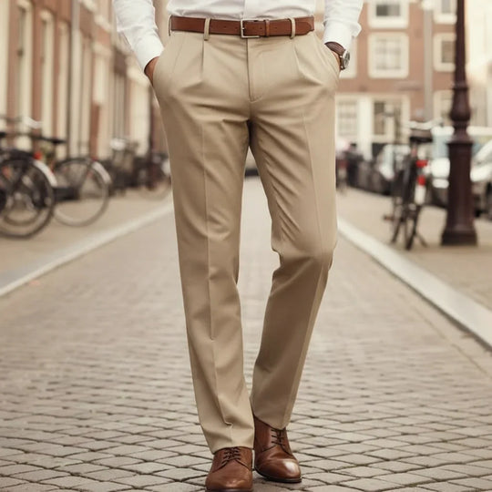 Marcus – Heren Pantalon | Moderne Pasvorm met Professionele Look-Basser-Beige-S-Basser