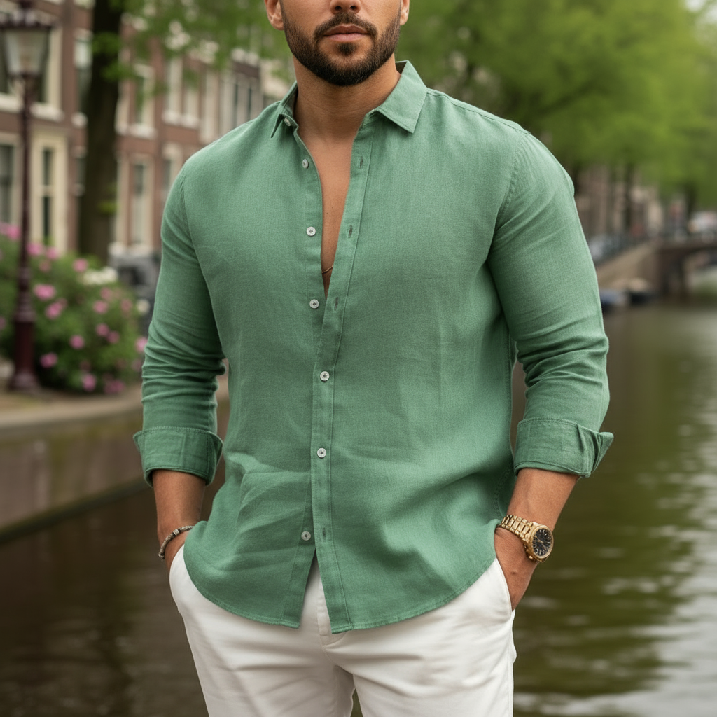 Matteo – Heren Overhemd | Ademend Linnen met Ontspannen-Basser-Basser