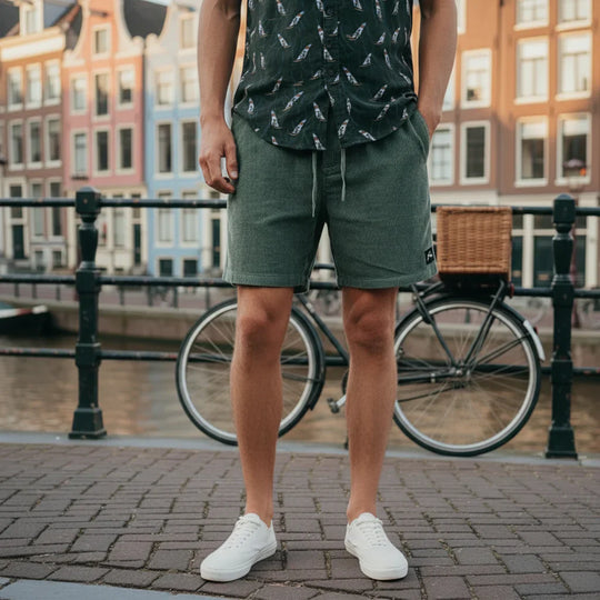 Max – Heren Korte Broek | Retro Stijl met Comfort en Elastische Taille-Basser-Groene-S-Basser