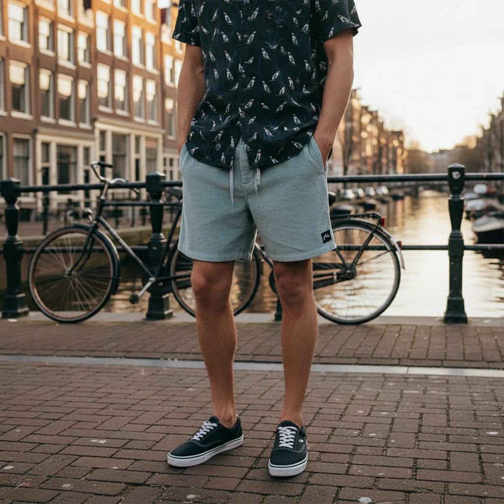 Max – Heren Korte Broek | Retro Stijl met Comfort en Elastische Taille-Basser-Lichtgroen-S-Basser