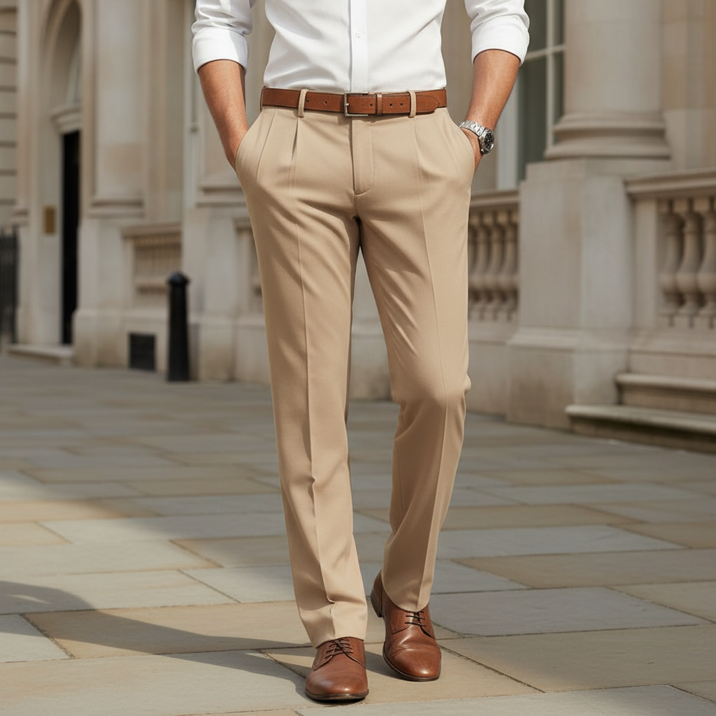 Milan Heren Broek | Modern Fit-Basser-Beige-S-Basser