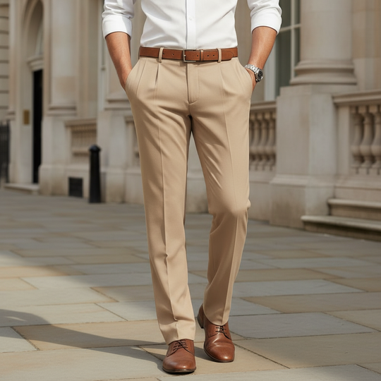 Milan Heren Broek | Modern Fit-Basser-Beige-S-Basser