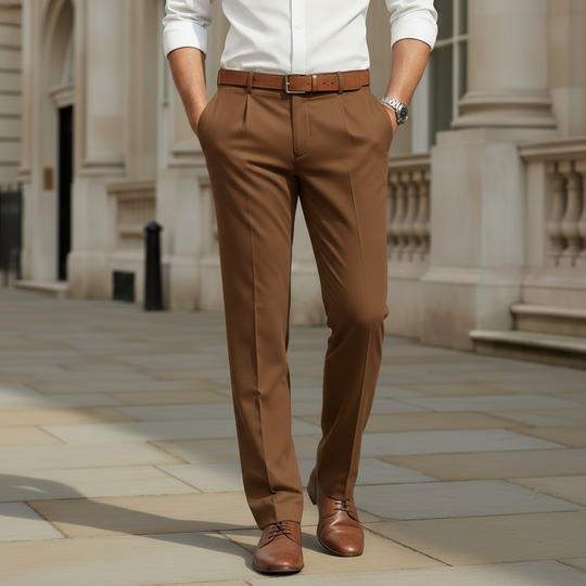 Milan Heren Broek | Modern Fit-Basser-Bruin-S-Basser