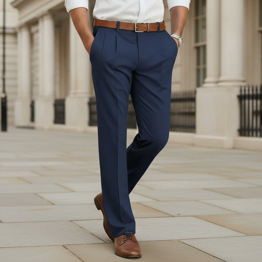 Milan Heren Broek | Modern Fit-Basser-Donkerblauw-S-Basser