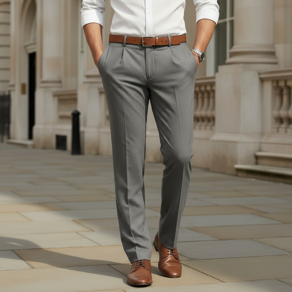 Milan Heren Broek | Modern Fit-Basser-Grijs-S-Basser