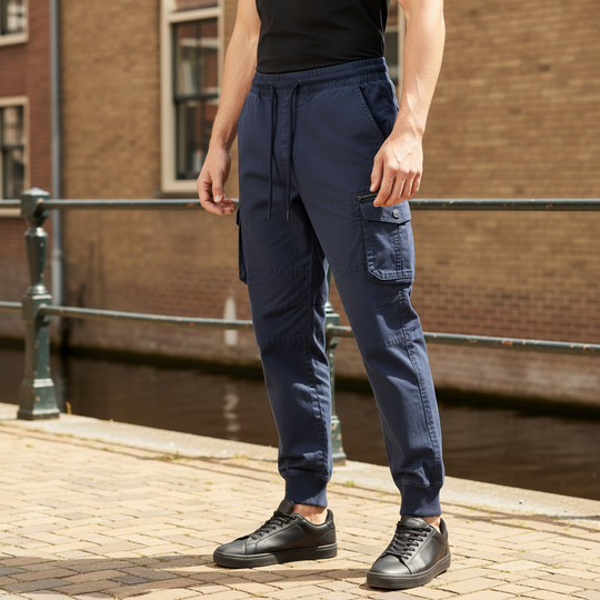 Milan Heren Cargo Pants | Relaxed Fit-Basser-Blauw-S-Basser