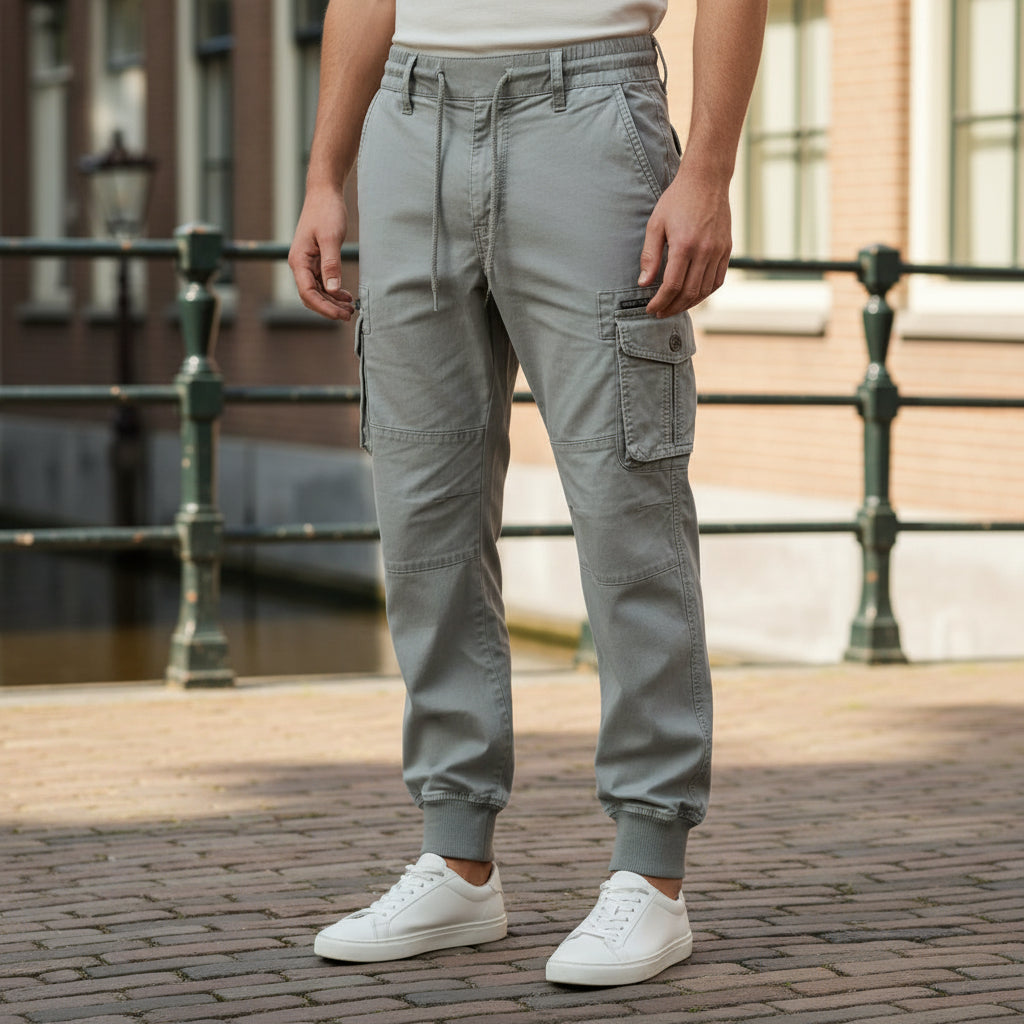 Milan Heren Cargo Pants | Relaxed Fit-Basser-Lichtgrijs-S-Basser