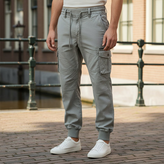 Milan Heren Cargo Pants | Relaxed Fit-Basser-Lichtgrijs-S-Basser