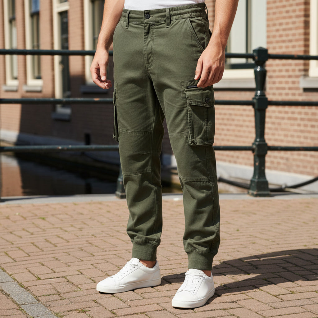 Milan Heren Cargo Pants | Relaxed Fit-Basser-Olijfgroen-S-Basser