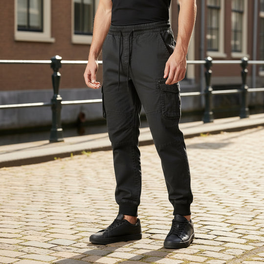 Milan Heren Cargo Pants | Relaxed Fit-Basser-Zwart-S-Basser