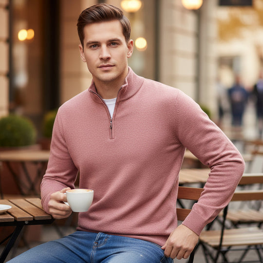 Milan Heren Pullover | Zachte V-hals-Basser-Roze-S-Basser