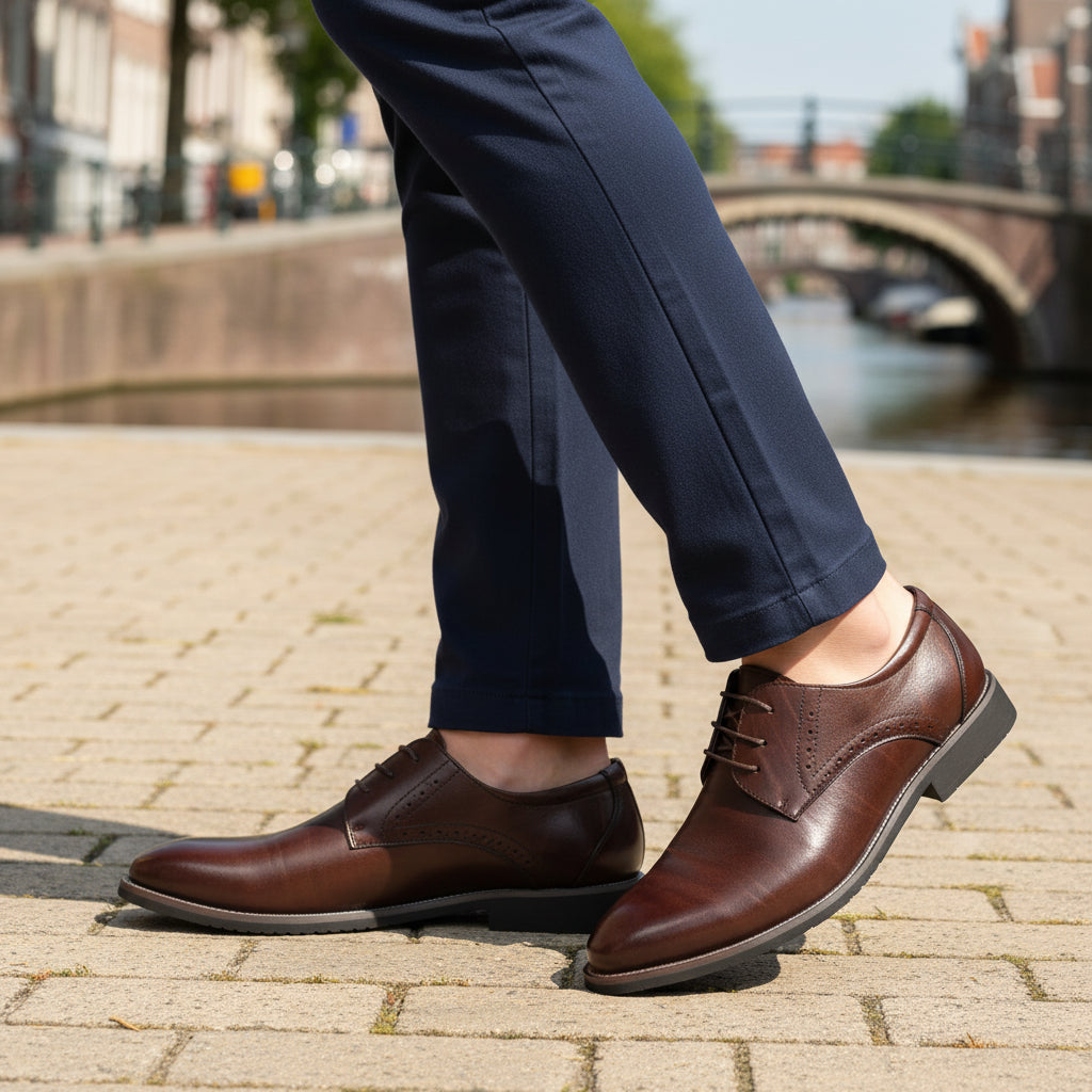 Milan Heren Schoenen | Lichtgewicht Brogue Detail-Basser-Bruin-6-Basser