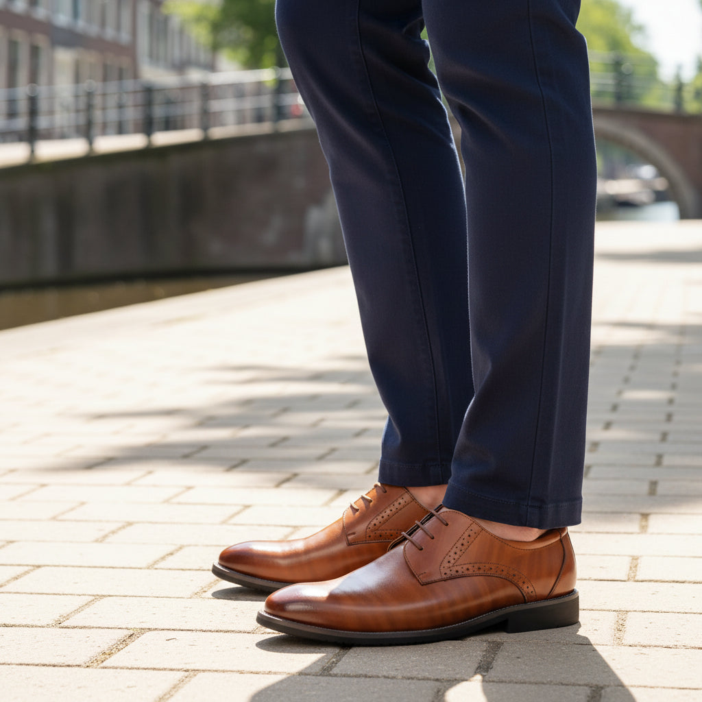 Milan Heren Schoenen | Lichtgewicht Brogue Detail-Basser-Khaki-6-Basser