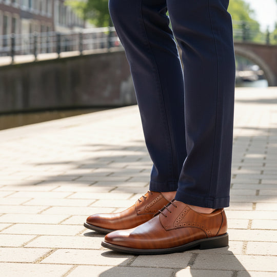 Milan Heren Schoenen | Lichtgewicht Brogue Detail-Basser-Khaki-6-Basser