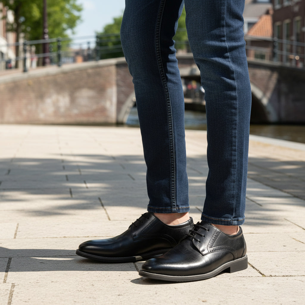 Milan Heren Schoenen | Lichtgewicht Brogue Detail-Basser-Zwart-6-Basser