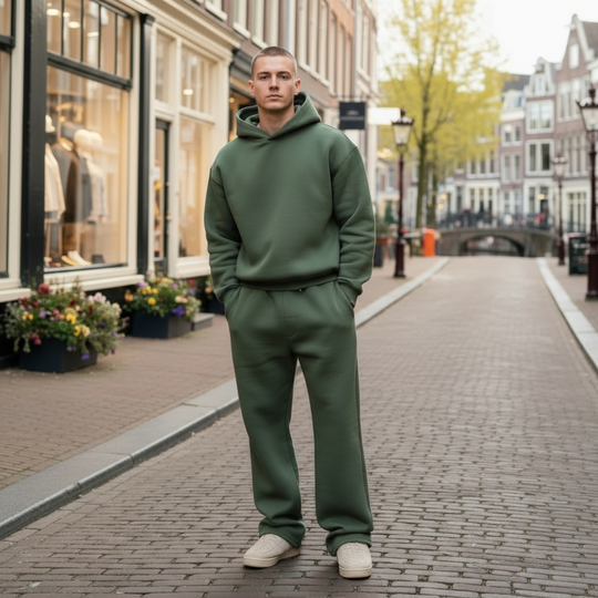 Noah – Heren Set | Stijlvolle Comfortabele Tweedelige Outfit-Herenkleding-Basser-Groen-S-Basser