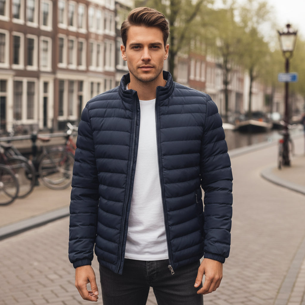 Oscar – Heren Jas | Lichtgewicht Padded Ontwerp voor Comfort en Stijl-Basser-DonkerBlauw-S-Basser