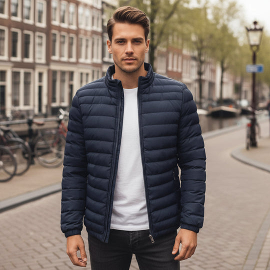 Oscar – Heren Jas | Lichtgewicht Padded Ontwerp voor Comfort en Stijl-Basser-DonkerBlauw-S-Basser
