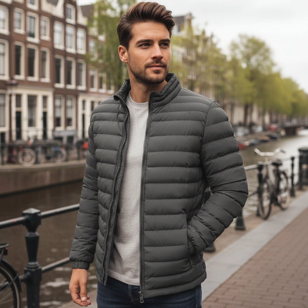 Oscar – Heren Jas | Lichtgewicht Padded Ontwerp voor Comfort en Stijl-Basser-Grijs-S-Basser