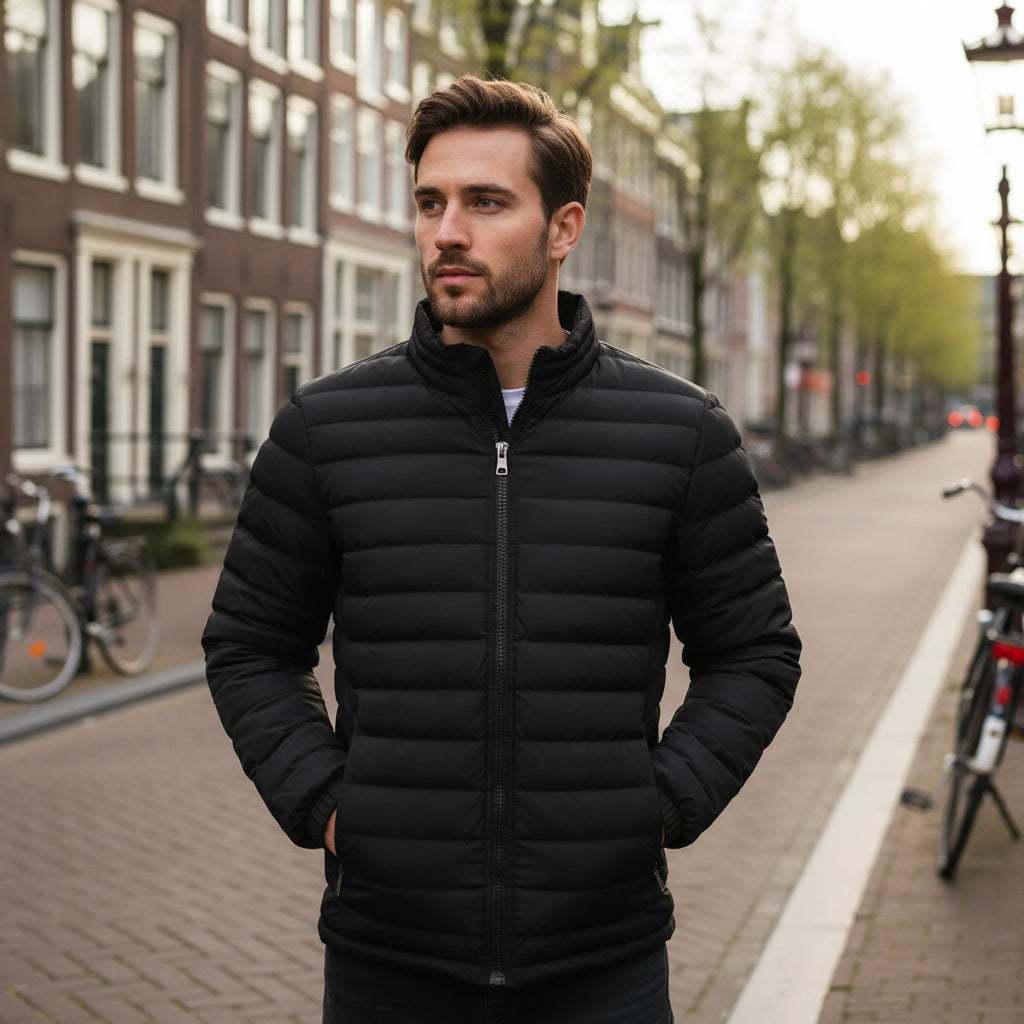 Oscar – Heren Jas | Lichtgewicht Padded Ontwerp voor Comfort en Stijl-Basser-Zwart-S-Basser