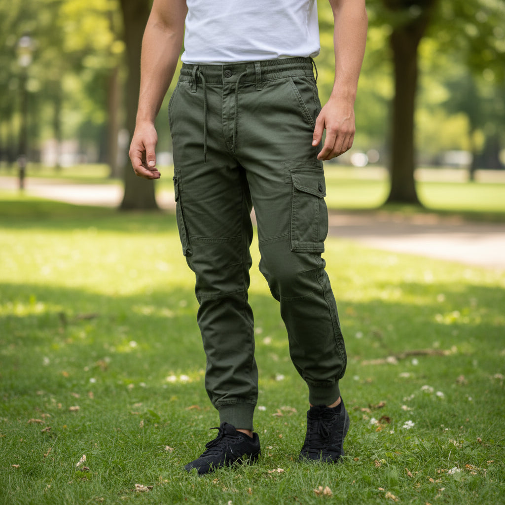 Patrick – Heren Cargo Broek | Tijdloos Design Met Meerdere Zakken-Basser-Legergroen-S-Basser