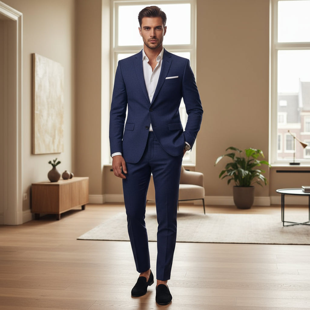 Philip – Herenpak | Slim Fit Blauw Heren Pak met Modern Comfort-Basser-Basser