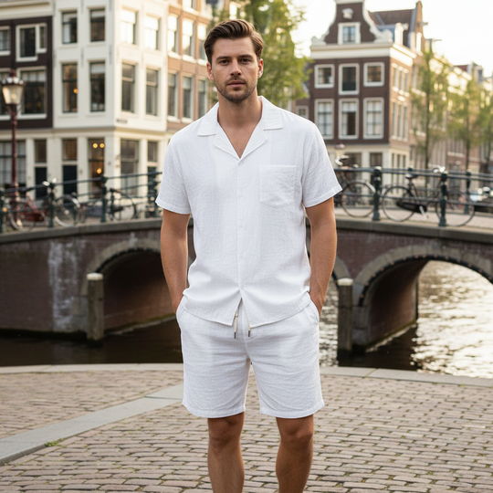 Rene – Heren Zomerset | Comfortabele en Stijlvolle Outfit voor de Zomer-Basser-Wit-S-Basser