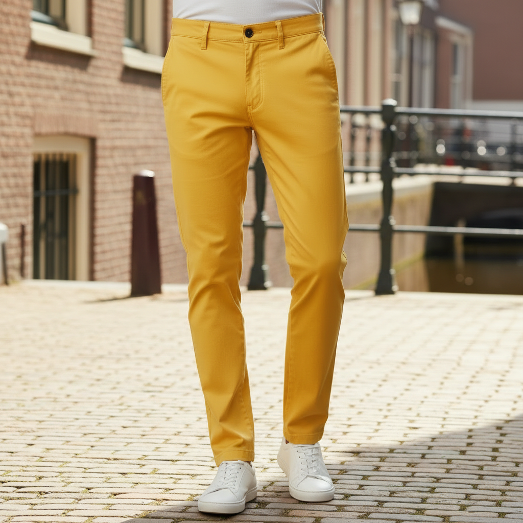 Ruben Heren Chino Broek | Slim Fit-Basser-Geel-28-Basser