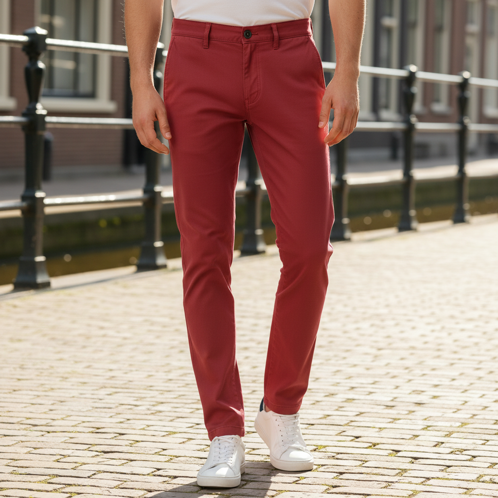 Ruben Heren Chino Broek | Slim Fit-Basser-Rood-28-Basser