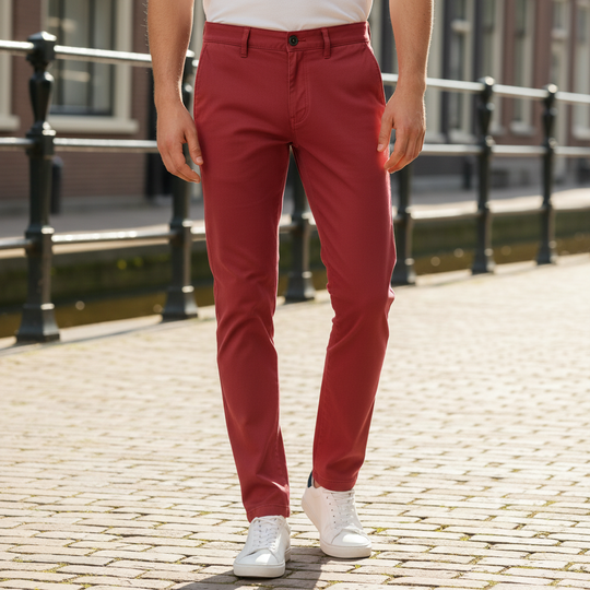 Ruben Heren Chino Broek | Slim Fit-Basser-Rood-28-Basser