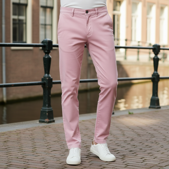 Ruben Heren Chino Broek | Slim Fit-Basser-Roze-28-Basser