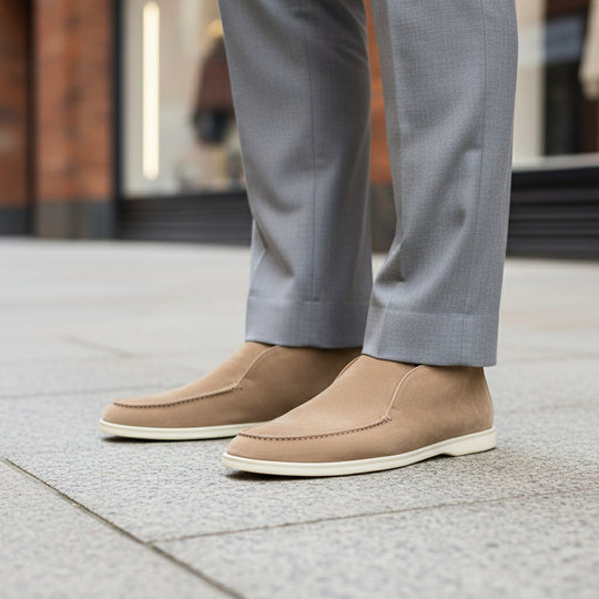Ruben Heren Loafers | Zwarte Suede Design-Basser-Beige-6-Basser