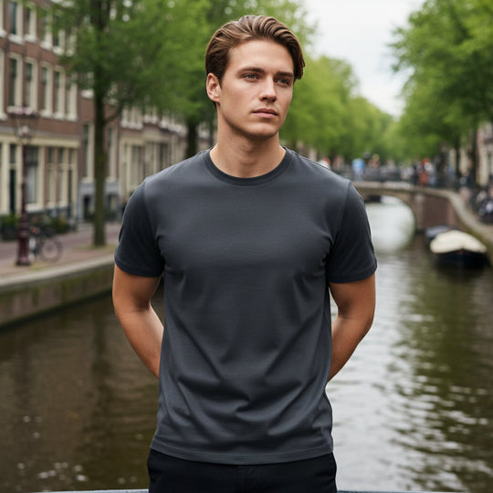 Ryan – Heren T Shirt | Luxe Comfort met Tijdloos Ontwerp-Basser-Donkergrijs-M-Basser