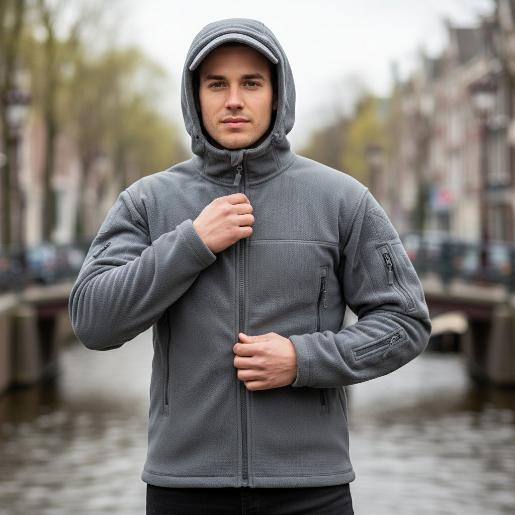 Sander – Heren Thermojack | Fleece Geïsoleerd met Capuchon-Herenjassen & -jacks-Basser-Grijs-S-Basser