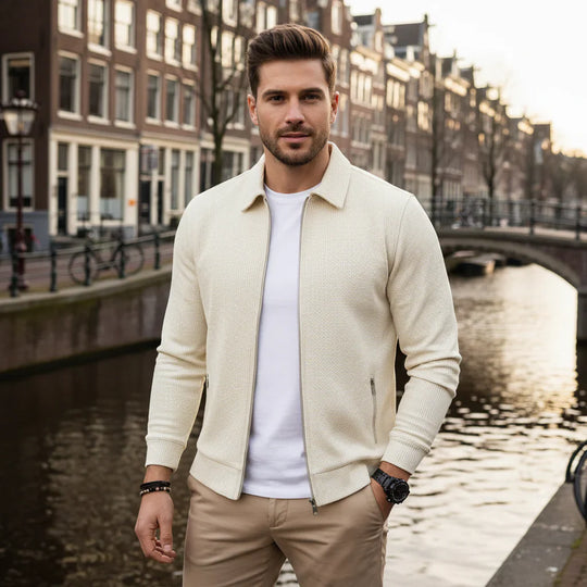 Simon – Heren Vest | Rits en Opstaande Kraag voor Comfort en Stijl-Basser-Beige-S-Basser