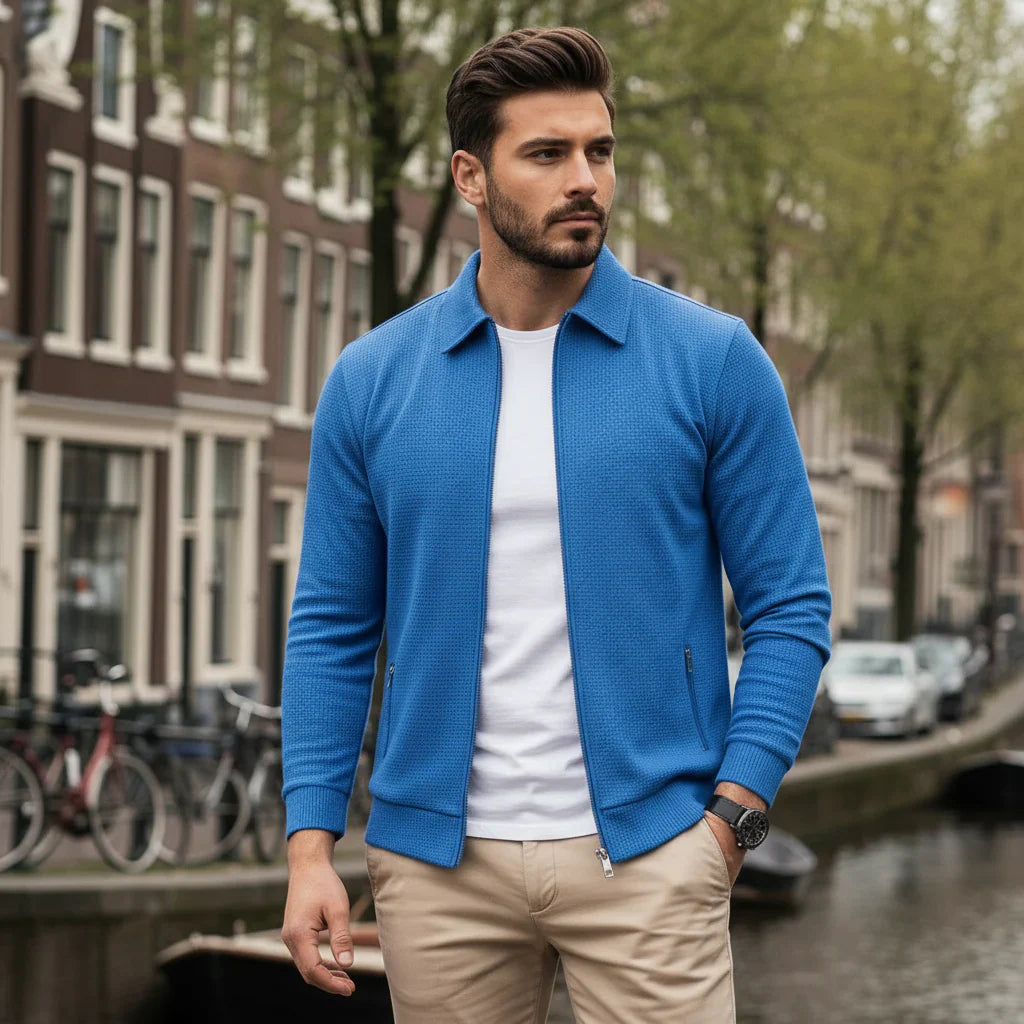 Simon – Heren Vest | Rits en Opstaande Kraag voor Comfort en Stijl-Basser-Blauw-S-Basser