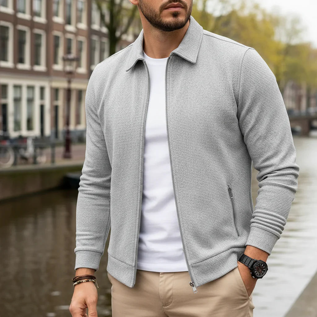 Simon – Heren Vest | Rits en Opstaande Kraag voor Comfort en Stijl-Basser-Lichtgrijs-S-Basser