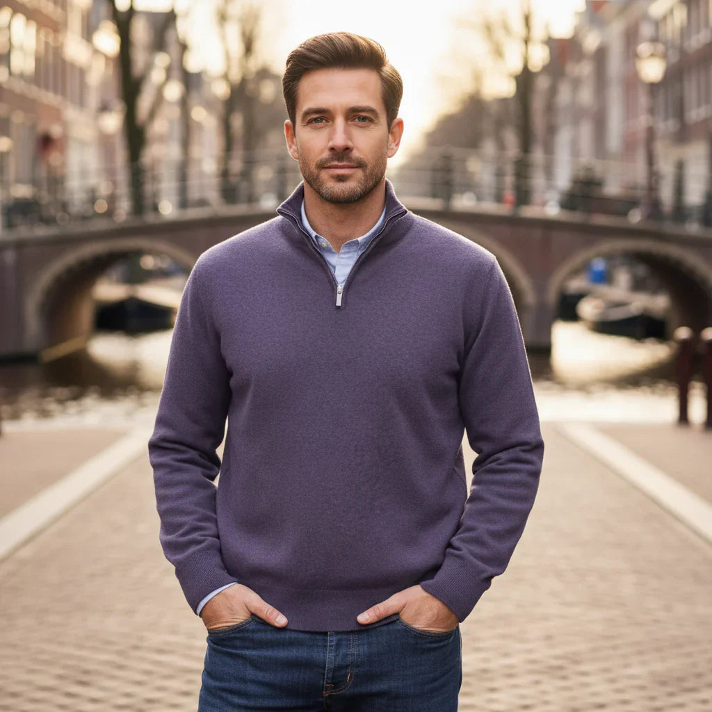 Stefan – Heren Trui | Comfortabele Mix met Ritssluiting voor Stijlvolle Casual Looks-Basser-Paars-S-Basser