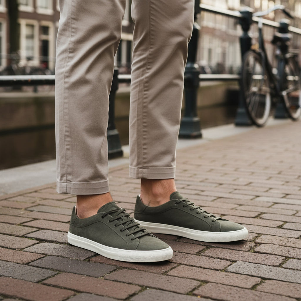 Sven – Heren Sneakers | Tijdloos Oxford Design met Comfortabele Pasvorm-Sneakers-Basser-Grijs-39-Basser