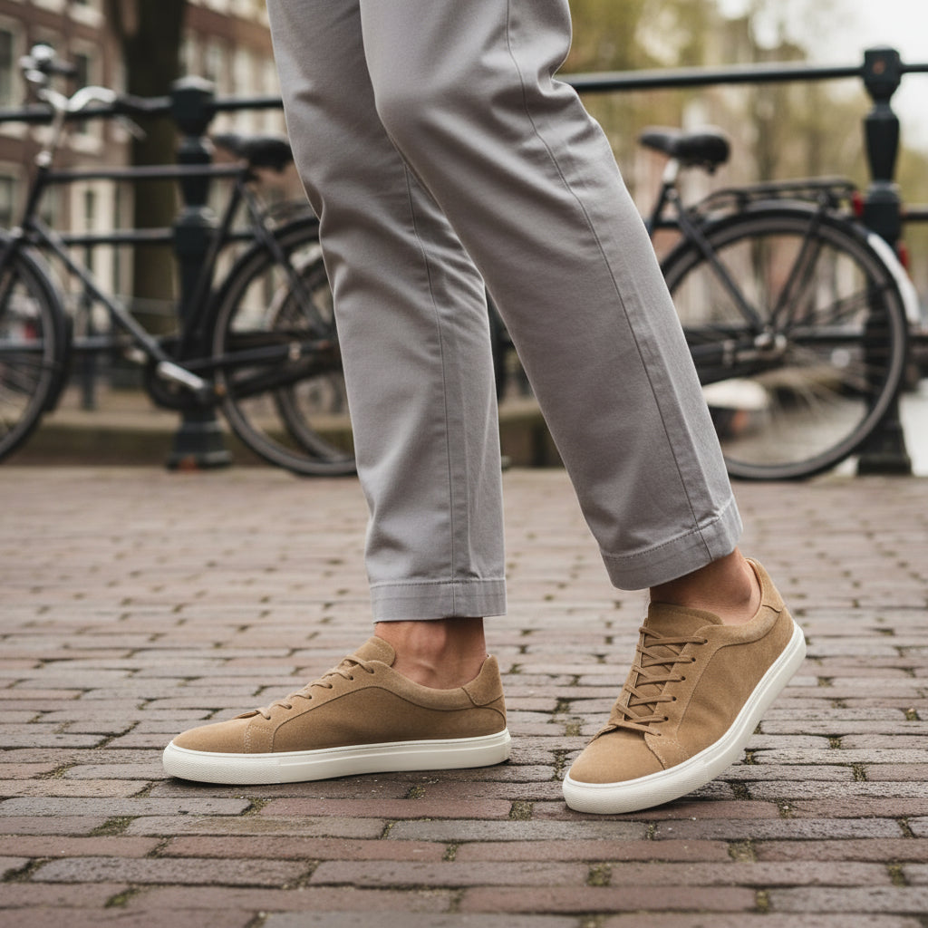 Sven – Heren Sneakers | Tijdloos Oxford Design met Comfortabele Pasvorm-Sneakers-Basser-Lichtbruin-39-Basser