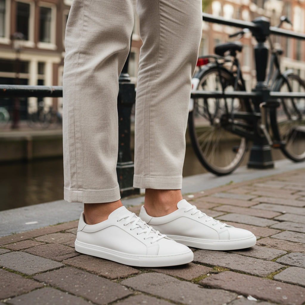 Sven – Heren Sneakers | Tijdloos Oxford Design met Comfortabele Pasvorm-Sneakers-Basser-Wit-39-Basser
