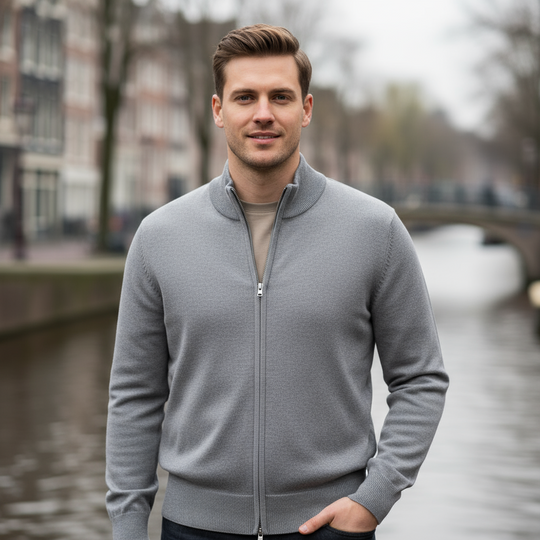 Thijs – Heren Vest | Slim Fit Minimalistisch Design-Herenjassen-Basser-Grijs-XS-Basser
