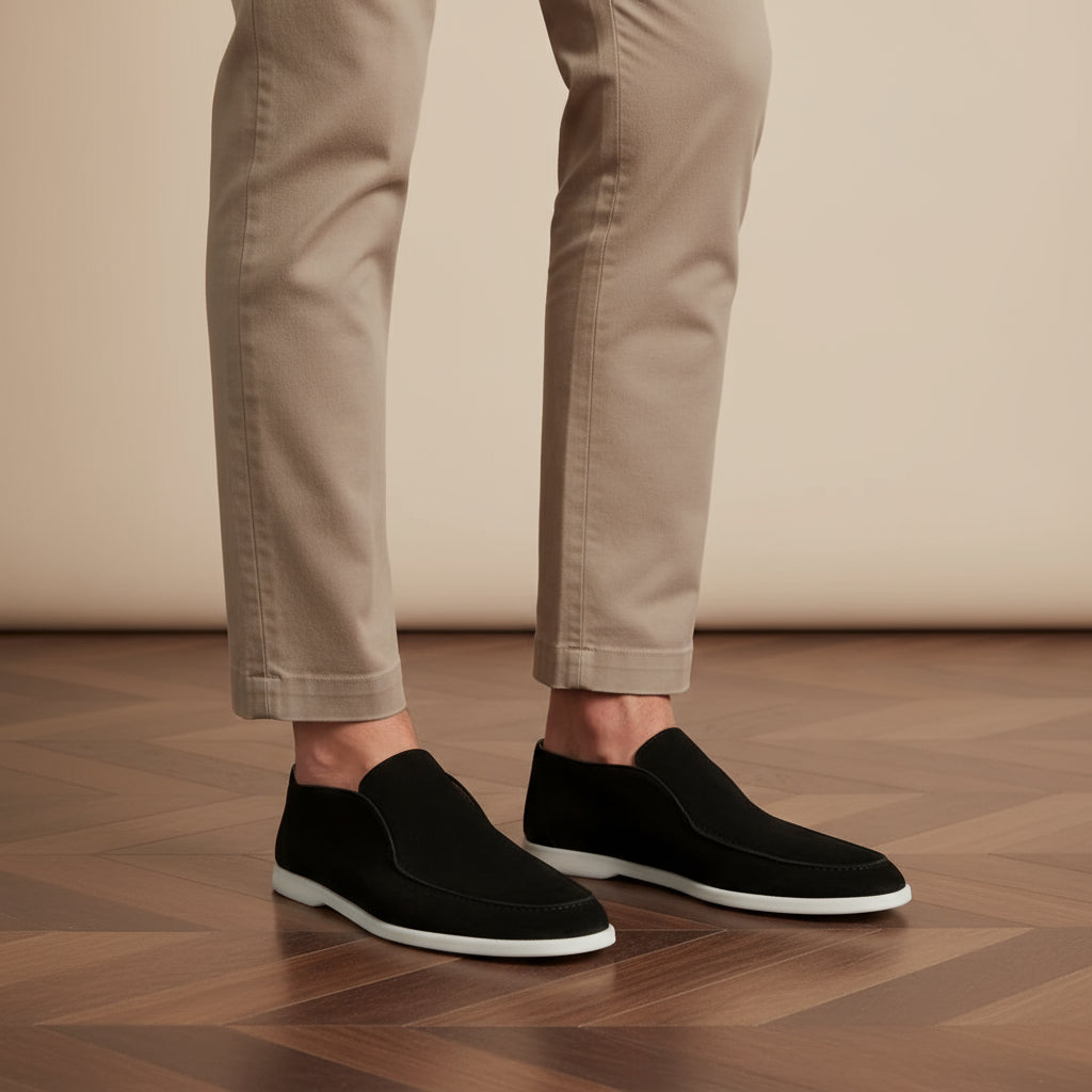 Thomas – Heren Loafers | Comfortabel Suède Design-Instappers-Basser-Zwart-39-Basser