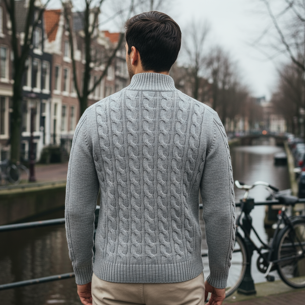 Ties – Heren Trui met Halve Rits | Kabelbrei, Tijdloos Design-Herentruien-Basser-Basser