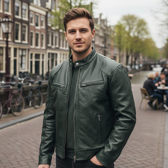 Tom – Heren Biker Jas | Casual Comfortabele Stijl-Jassen-Basser-Legergroen-S-Basser