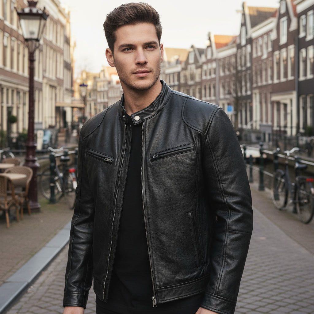 Tom – Heren Biker Jas | Casual Comfortabele Stijl-Jassen-Basser-Zwart-S-Basser