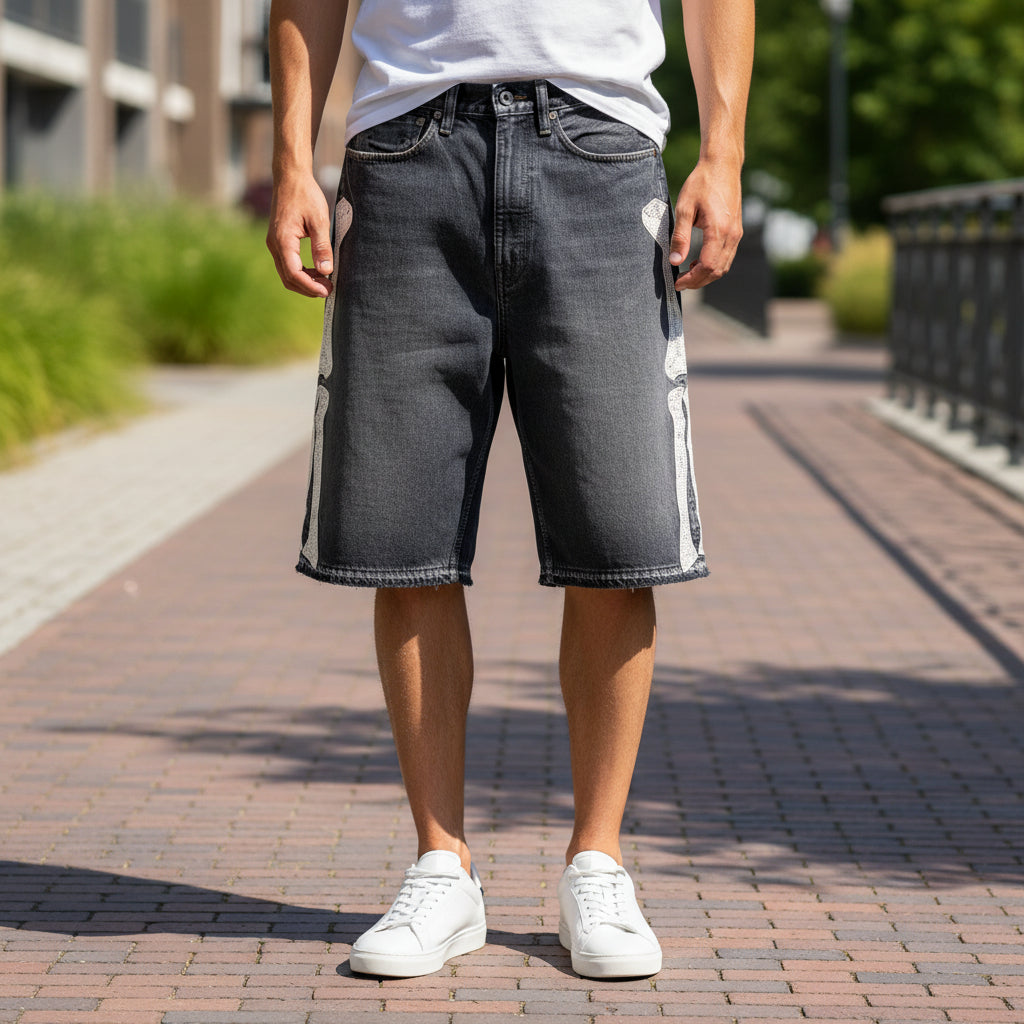 Victor Heren Bermuda Shorts | Retro Grafische Print-Basser-Zwart-M-Basser