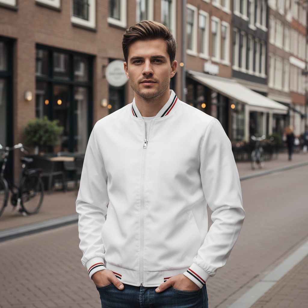 Victor Heren Bomberjack | Lichtgewicht Design-Basser-Wit-M-Basser